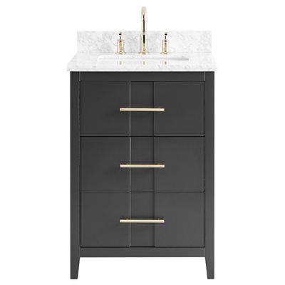 Iconic 24" Charcoal and Gold Vanity with Carrara Marble Top