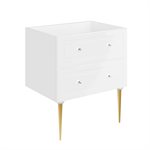 Alma White 30" Vanity with Gold Legs & Knobs without Top