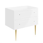 Alma White 36" Vanity with Gold Legs & Knobs without Top