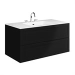 Alma Black 42" Vanity with Integrated White Solid Surface Top