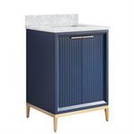 Bungalow 24" Navy and Gold Bathroom Vanity with Carrara Marble Countertop and Basin