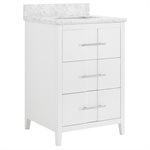 Iconic 24" White and Silver Vanity with Carrara Marble Top