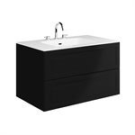 Alma Black 36" Vanity with Integrated White Solid Surface Top