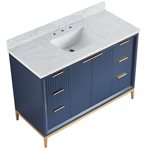 Bungalow 48" Navy and Gold Bathroom Vanity with Carrara Marble Countertop and Basin