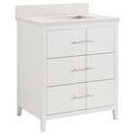 Iconic 30" White and Silver Vanity with Pure White Quartz Top