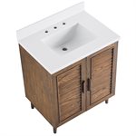 Lowell 30" Woodgrain Bathroom Vanity with Pure White Quartz Countertop and Basin