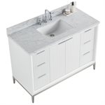 Bungalow 48" White and Silver Bathroom Vanity with Carrara Marble Countertop and Basin