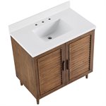 Lowell 36" Woodgrain Bathroom Vanity with Pure White Quartz Countertop and Basin