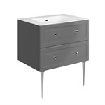 Alma Gray 30" Vanity w /  Chrome Legs & Knobs with Integrated White Solid Surface Top