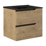 KIT - Duo Blonde Wood 24" Single Vanity with Integrated Black Ceramic Top