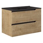 Duo Blonde Wood 32" Single Vanity with Integrated Black Ceramic Top