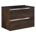 Duo Weathered Oak 32" Single Vanity with Integrated Black Ceramic Top