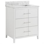 Iconic 30" White and Silver Vanity with Carrara Marble Top