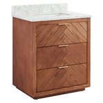 Marilyn Woodgrain 30" Single Vanity with Carrara Marble Top