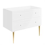 Alma White 42" Vanity with Gold Legs & Knobs without Top