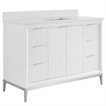 Bungalow 48" White and Silver Bathroom Vanity with Pure White Quartz Countertop and Basin