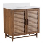 Lowell 36" Woodgrain Bathroom Vanity with Pure White Quartz Countertop and Basin