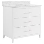 Iconic 36" White and Silver Vanity with Carrara Marble Top