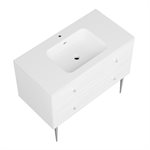 Alma White 42" Vanity w / Chrome Legs & Knobs with Integrated White Solid Surface Top