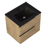 KIT - Duo Blonde Wood 24" Single Vanity with Integrated Black Ceramic Top