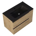 Duo Blonde Wood 32" Single Vanity with Integrated Black Ceramic Top