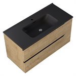 Duo Blonde Wood 40" Single Vanity with Integrated Black Ceramic Top