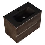 Duo Weathered Oak 32" Single Vanity with Integrated Black Ceramic Top