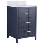 Iconic 24" Navy and Gold Vanity with Carrara Marble Top