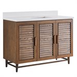 Lowell 48" Woodgrain Bathroom Vanity with Pure White Quartz Countertop and Basin