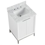 Bungalow 24" White and Silver Bathroom Vanity with Carrara Marble Countertop and Basin