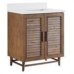 Lowell 30" Woodgrain Bathroom Vanity with Pure White Quartz Countertop and Basin