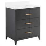 Iconic 30" Charcoal and Gold Vanity with Pure White Quartz Top