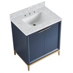 Bungalow 30" Navy and Gold Bathroom Vanity with Carrara Marble Countertop and Basin