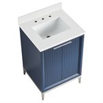 Bungalow 24" Navy and Silver Bathroom Vanity with Pure White Quartz Countertop and Basin