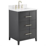 Iconic 24" Charcoal and Gold Vanity with Carrara Marble Top