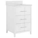 Iconic 24" White and Silver Vanity with Pure White Quartz Top