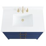 Iconic 36" Navy and Gold Vanity with Pure White Quartz Top