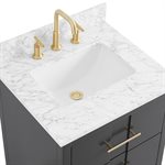 Iconic 24" Charcoal and Gold Vanity with Carrara Marble Top