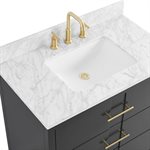 Iconic 36" Charcoal and Gold Vanity with Carrara Marble Top