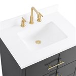 Iconic 30" Charcoal and Gold Vanity with Pure White Quartz Top