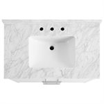 Iconic 36" White and Silver Vanity with Carrara Marble Top