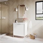 Bungalow 24" White and Silver Bathroom Vanity with Carrara Marble Countertop and Basin