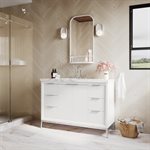 Bungalow 48" White and Silver Bathroom Vanity with Carrara Marble Countertop and Basin