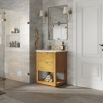 Dayton Woodgrain 24" Single Vanity with Carrara Marble Top