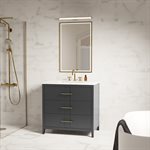 Iconic 36" Charcoal and Gold Vanity with Carrara Marble Top