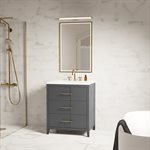 Iconic 30" Charcoal and Gold Vanity with Pure White Quartz Top