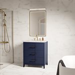 Iconic 30" Navy and Gold Vanity with Carrara Marble Top