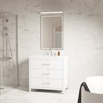 Iconic 36" White and Silver Vanity with Pure White Quartz Top