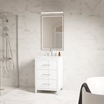 Iconic 24" White and Silver Vanity with Carrara Marble Top