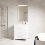 Iconic 30" White and Silver Vanity with Carrara Marble Top